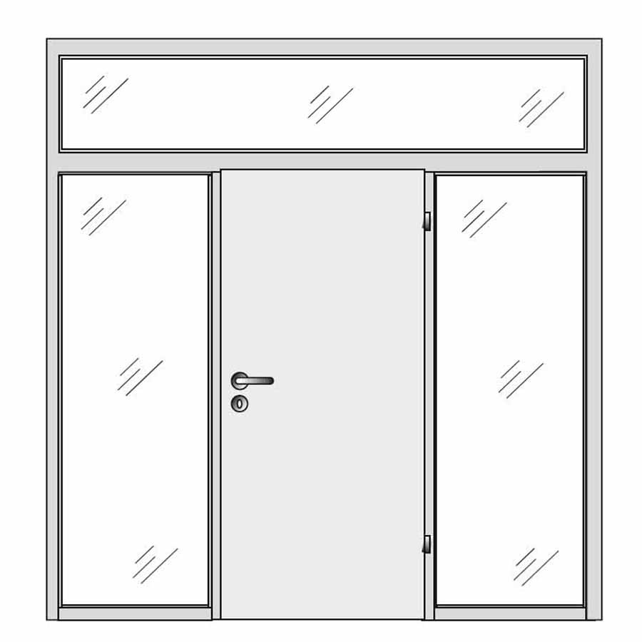 single door with sides and top glass panels